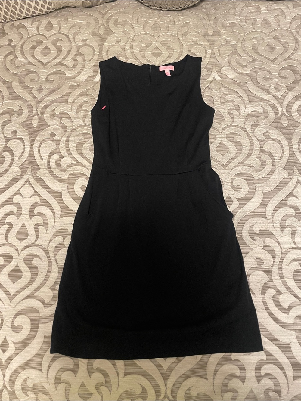 Lilly Pulitzer Black Sleeveless Dress Pink Liner Size Small